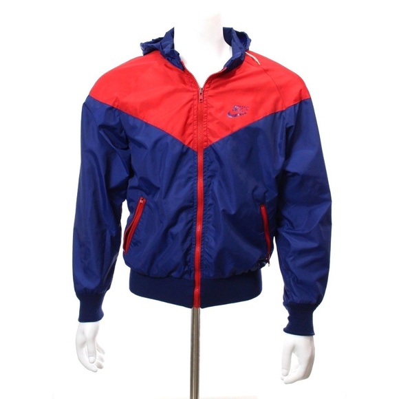 navy blue and red nike windbreaker